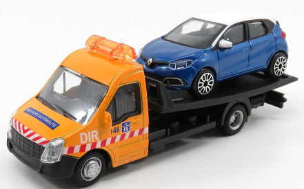 Bburago Mercedes benz Sprinter Soccorso Stradale With Renault Captur - Carro Attrezzi - Wrecker Road Service 1:43 Žlutá Modrá