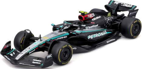 Bburago Mercedes gp F1  W15 Eq Performance Team Amg Petronas Motorsport N 44 Season 2024 Lewis Hamilton - With Pilot And Showcase 1:43 Černá Stříbrná Zelená