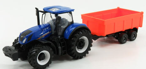 Bburago New holland T7.315 Tractor + Tipping Trailer 1:50 Modrá Červená