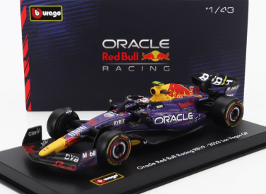 Bburago Red bull F1  Rb19 Team Oracle Red Bull Racing N 11 3rd Las Vegas Usa Gp 2023 Sergio Perez - With Pilot And Showcase 1:43 Fialová Žlutá Červená