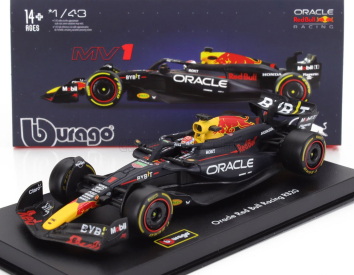 Bburago Red bull F1  Rb20 Team Oracle Red Bull Racing N 1 World Champion Season 2024 Max Verstappen - With Pilot And Showcase 1:43 Modrá Žlutá Červená