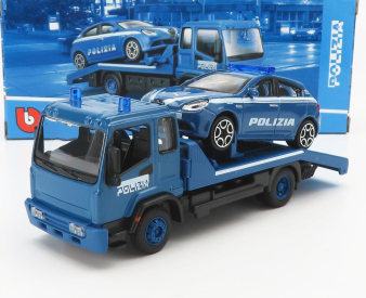 Bburago Truck Soccorso Stradale With Alfa Romeo Giulietta Polizia 2010 - Carro Attrezzi - Wrecker Road Service 1:43 Světle Modrá