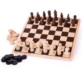Bigjigs Toys Dřevěné šachy a dáma - poškozený obal