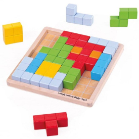 Bigjigs Toys Dřevěný hlavolam bloky - poškozený obal