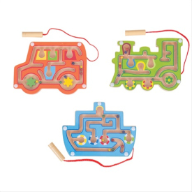 Bigjigs Toys Dřevěný magnetický labyrint Tyrkysová loď