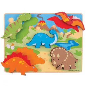 Bigjigs Toys Hrubé vkládací puzzle dinosauři