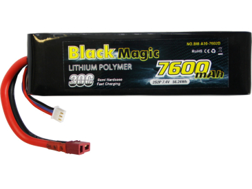 Black Magic LiPol Car 7.4V 7600mAh 30C Deans
