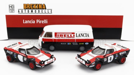 Brekina plast Lancia Set Fiat 238 Van Assistance + 2x Stratos Hf Pirelli (night Version) N 4 N 0 Rally 1978 1:87 Černá Červená Bílá