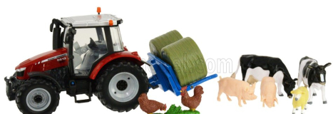 Britains Massey ferguson 5612 Tractor With Animals 2016 1:32 Červená Stříbrná