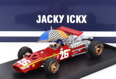 Brumm Ferrari F1  312 N 26 Winner France Gp 1968 Jacky Ickx - With Pilot Figure And Umbrella 1:43 Červená Bílá