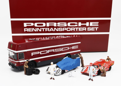 Brumm prom Mercedes benz Set 3x O317 Truck Car Renntransporter 1968 + Porsche 917k 4.9l Team Martini Racing N 22 Winner 24h Le Mans 1971 Helmut Marko - Gijs Van Lennep + Team Salzburg N 23 Winner 24h Le Mans 1970 Hans Herrmann - Richard Attwood + Figures And Accessories 1:43 Červená Šedá Bílá