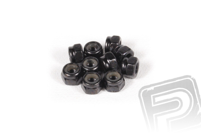 Černé nylon matky samojistné 4mm (10 ks.)