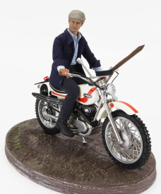 Clc-models Ossa 250 Ae73 Enduro 1973 With Terence Hill Small Action Figure - From Movie - Altrimenti Ci Arrabbiamo - Tv Series - Motorcycle 1:12 Bílá