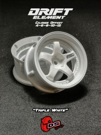 DS Racing Drift Element 5 Spoke disky, Trojitý bílý, 2 ks
