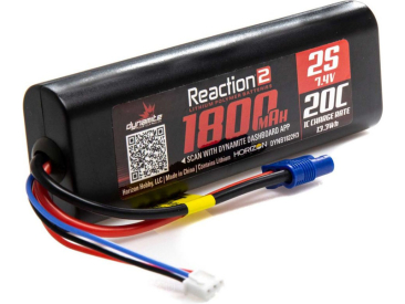 Dynamite LiPo Reaction2 Car 7.4V 1800mAh 20C EC3