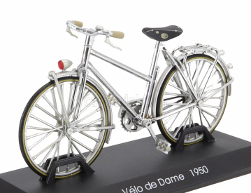 Edicola Bicicletta Velo De Dame Bicycle 1950 1:15 Stříbrný Chrom