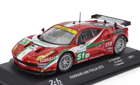 Edicola Ferrari 458 Italia Gt2 4.5l V8 Team Af Corse N 51 24h Le Mans 2011 Giancarlo Fisichella - Gianmaria Bruni - Toni Vilander 1:43 Red