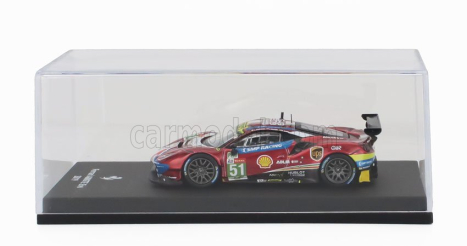 Edicola Ferrari 488 Gte Evo 3.9l Turbo V8 Team Af Corse N 51 Winner Class Lmgte Pro 24h Le Mans 2019 J.calado - A.pier Guidi - D.serra - Con Vetrina - With Showcase 1:64 Červená S Bílou Modrou