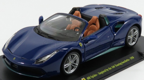 Edicola Ferrari 488 Spider 2015 - Inspired By The 166 Touring Barchetta - Con Vetrina - With Showcase 1:24 Blue Met