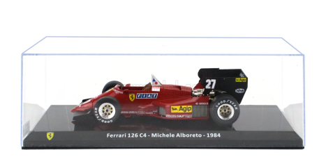 Edicola Ferrari F1  126 C4 N 27 Season 1984 Michele Alboreto - Con Vetrina - With Showcase 1:24 Červená Černá