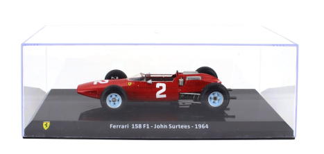 Edicola Ferrari F1  158 N 2 World Champion Season 1964 John Surtees - Con Vetrina - With Showcase 1:24 Red