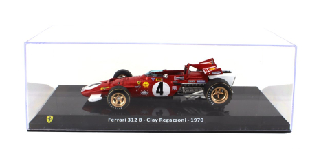 Edicola Ferrari F1  312b N 4 Season 1970 Clay Regazzoni - Con Vetrina - With Showcase 1:24 Červená Bílá