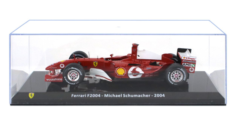 Edicola Ferrari F1  F2004 N 1 World Champion Season 2004 Michael Schumacher - Con Vetrina - With Showcase 1:24 Red