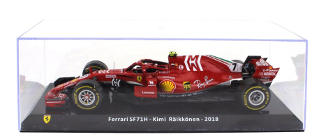 Edicola Ferrari F1  Sf71h N 7 Season 2018 Kimi Raikkonen - Con Vetrina - With Showcase 1:24 Red