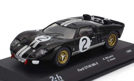 Edicola Ford usa Gt40 Mkii 7.0l V8 Team Shelby American Inc. N 2 Winner 24h Le Mans 1966 Bruce Mclaren - Chris Amon 1:43 Černá Bílá