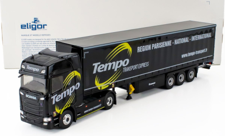 Eligor Scania S500 Truck Telonato Tempo Transports 2018 1:43 Black