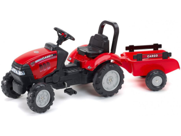 FALK - Šlapací traktor Case iH Maxxum 130 CVX s vlečkou červený