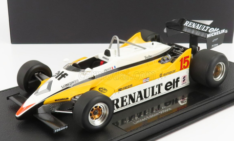 Gp-replicas Renault F1  Re30b V6 Turbo Team Renault Elf N 15 Season 1982 Alain Prost - Con Vetrina - With Showcase 1:18 Bílá Žlutá Černá