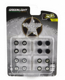 Greenlight Accessories Set 16x Wheels And Rims For Dodge 1:64 Černá Stříbrná