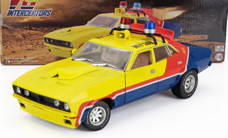 Greenlight Ford usa Falcon Xb V8 Police Interceptor Mad-max 1973 Movie - M.rockatansky The Dark One 1:18 Žlutá Červená Modrá