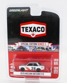 Greenlight Nissan Datsun 510 N 28 Racing Texaco 1970 1:64 Bílá Červená