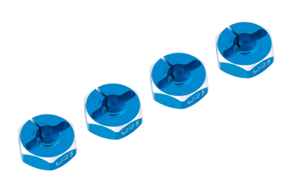 Hliníkové HEX unašeče kola 12x5mm, 4ks, modrý