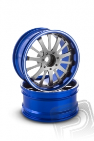 Hliníkový disk 14 paprsků, offset 6 mm - modrá barva (2 ks)