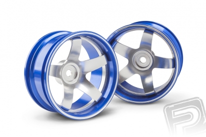 Hliníkový disk 5 paprsků, offset 6 mm - modrá barva (2 ks)