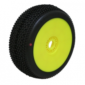 HOT DICES (Xtreme/červená směs) Off-Road 1:8 Buggy gumy nalep. na žlutých disk. (2ks.)