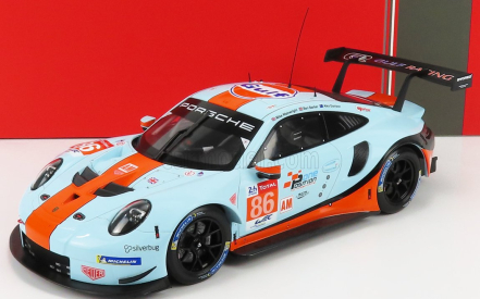 Ixo-models Porsche 911 991 Rsr 4.0l Team Gulf Racing N 86 24h Le Mans 2018 Michael Wainwright - Ben Barker - Alex Davison 1:18 Světle Modrá Oranžová