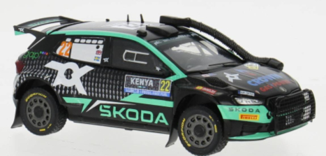 Ixo-models Škoda Fabia Rally2 Evo Team Tokspot Wrt N 22 Rally Safari Kenya 2024 (snorkel) Gus Greensmith - Jonas Andersson 1:43 Černá Zelená