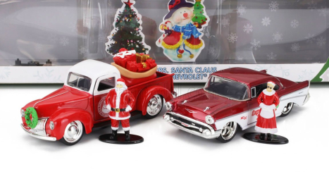 Jada Ford usa Set Holiday Rides 2022 - Pick-up 1941 With Chevrolet Bel Air 1957 With Santa Claus (babbo Natale) & Mrs. Santa Claus Figures 1:32 Červená Met Bílá