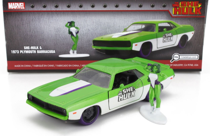 Jada Plymouth Barracuda With She-hulk Figures 1973 1:32 Zelená Bílá