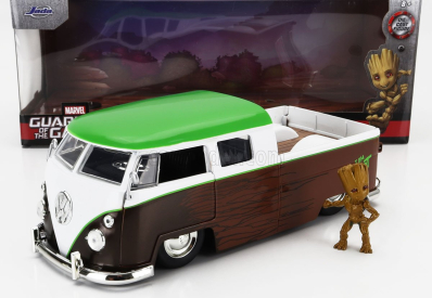 Jada Volkswagen T1 Double Cabine Pick-up 1963 With Groot Figure - Guardians Of The Galaxy 1:24 Hnědá Bílá Zelená