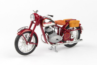 Abrex Jawa 350 Pérák (1950) 1:18 - Tmavě červená - s brašnami