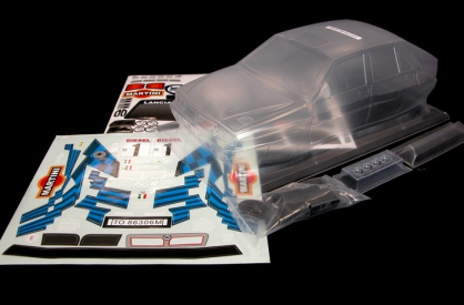 Karoserie čirá Lancia Delta Intergrale, červené MARTINI nálepky (200mm)