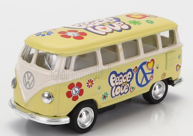 Kinsmart Volkswagen T1 Samba Minibus Flower 1962 - Without Box 1:64 Žlutá