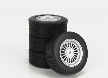 Kk-scale Accessories 4x  Wheels And Rims Set 17' For Bmw 3-series Alpina (e30) 1988 1:18 Černá Stříbrná