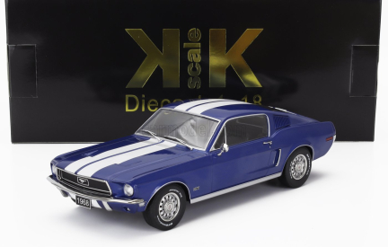 Kk-scale Ford usa Mustang Gt Fastback Coupe 1968 1:18 Modrá Bílá