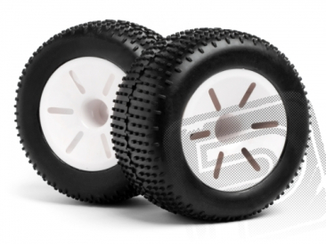 Kolo komplet 1/10 Truggy, bílé/unašeč 12mm